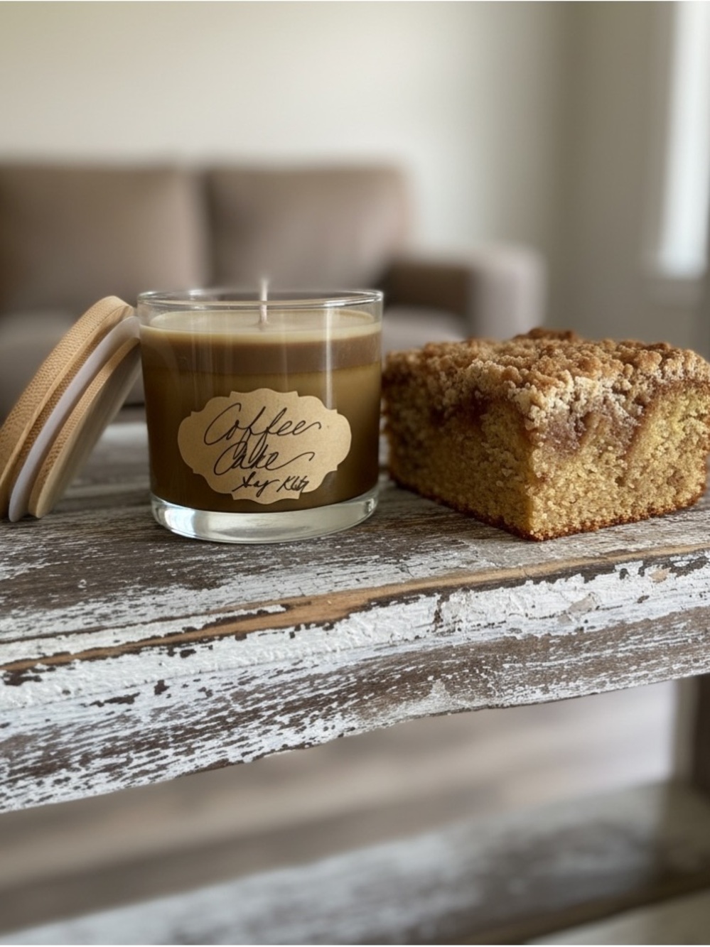 Handmade, Handpoured Coffee Cake Scented 6 Oz Soy Candle in Glass Jar
NWT